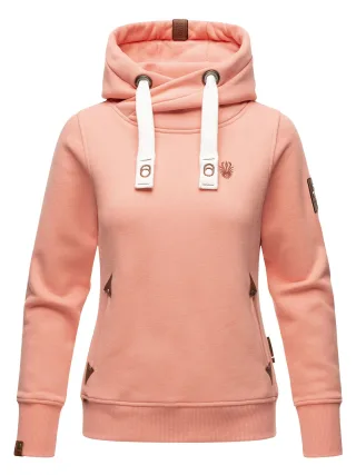 Navahoo Damen Hoodie Namikaa – Kuscheliger Kapuzenpullover mit Hochkragen & Kunstleder-Details