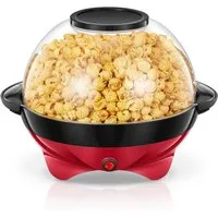 FOHERE Popcornmaschine 5.5L Popcorn Maker für Zuhause, Automatisches Rühren, Popcorn-Schüssel, Messbecher, 180°-Drehfunktion