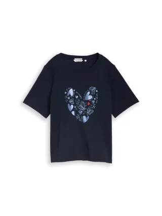 Tom Tailor - T-shirt mit Print blau - Gr. - M