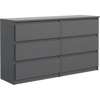 Mobelsta Kommode, Anthrazit, Holzwerkstoff, Teilmassiv,Strukturbuche, 6 Schubladen, 120x78.5x39 cm, Wohnzimmer, Kommoden & Sideboards, Kommoden