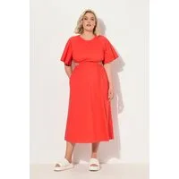Ulla Popken Maxikleid Maxikleid Cut-Outs Rundhals Halbarm