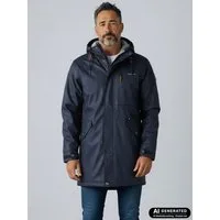 Dry Fashion Regenjacke Bergen Herren Regenmantel Fleece-Futter - Outdoor-Jacke Wasserdicht Parka Winddicht, Verschweißte Nähte, 2-Wege-Reißverschluss, Kapuze