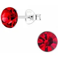 ALEXANDER YORK Paar Ohrstecker Kristall 6 mm rot, 2-tlg., 925 Sterling Silber