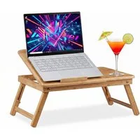 relaxdays Laptop Tablett Höhenverstellbarer Laptoptisch Bambus, Bambus