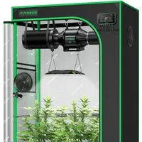 VIVOSUN Gewächshaus VIVOSUN Growbox Komplettset PRO, BxTxH: 90 x 50 x 160 cm, Komplettset inkl. Beleuchtung, Belüftung und WiFi Steuerung, AeroLight 100W LED, T4 Abluftsystem und E42A+ Controller
