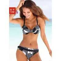 LASCANA Bügel-Bikini florales Design, Bikini-Hose mit Vordermieder, Hose mit Ziergürtel