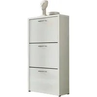 BMG Möbel Schuhkipper Siena (Schuhschrank Schuhregal Schrank Garderobe, 3 Klappen), Metallgriffe, 18 Paar Schuhe