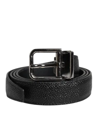 Dolce & Gabbana Schwarzer Kalbsleder Klassischer Metallverschluss Gürtel