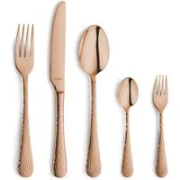 Kuppels Besteck-Set CRYSTAL (30-tlg), 6 Personen, Edelstahl Rostfrei 18/0, Handreinigung empfohlen, roséfarbender PVD Veredelung, gehämmert