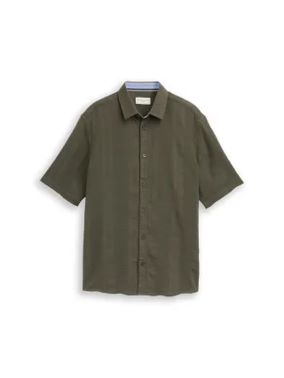 Tom Tailor - Comfort Fit Kurzarmhemd aus Baumwolle deep leaf green - Gr. - XXXL