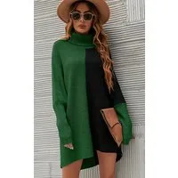 FS Collection Longpullover Damen Pullover-Oberteil Longpullover Blockfarben Rollkragen Halblang (Einheitsgröße: UK 8–16 / EU 36–44, 7 stilvollen Farbvarianten) 100% Acryl