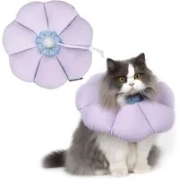 Ledander Schutzkragen Halskrause Katze, Einstellbarer Halskrause Katze Halsband, Kegelkragen, für Katzen Kleiner Hunde Nach Operation und Verletzungen (violett, M)