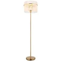 GLOBO LIGHTING LED Stehlampe, Dimmfunktion, LED wechselbar, warmweiß, ausgefallen-e Lampenschirm Glas stehend hinter Sofa Ecke Gold, H 152cm