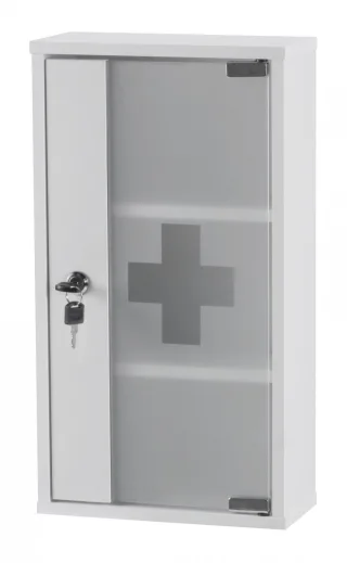 Medizinschrank - AID -abschließbar Erste Hilfe Schrank weiß 48x26x12cm