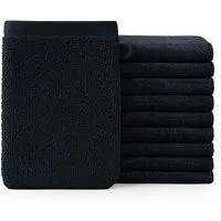 Blumtal Waschhandschuh 10er Set aus Frottee 15x20 cm - weich und saugstark, (Set), mit modischer Bordüre und praktischer Aufhängeschlaufe, 100% Baumwolle
