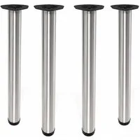 MS Beschläge Tischbein 4er Set Tischfüße Edelstahl-Optik 710mm Höhe Ø60mm, DIY Tischstützen Tischstempel höhenverstellbar