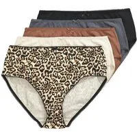 Ulla Popken Slip Midislips 5er-Pack Leomuster/einfarbig