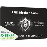 EasyWallet Kartenetui DEKRA-geprüfte NFC/RFID Blocker Karte (1-tlg), E-Field-Störsender-Technologie Kartenschutz, Extra dünn (0,84 mm)