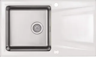 Neuesbad Granit-Edelstahlspüle 860x500x220, Alabaster, mit SPACE SAVER NB1DEZSRA1131