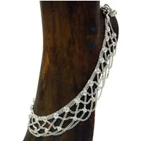 Guru-Shop Fußkette Indische, orientalische Weißmetall Fußkette - 3