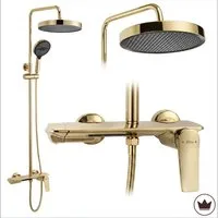 wohnwerk.idee Duschsystem Duschgarnitur Gold Gold Matt Chrom Titan Kupfer Matt mit Regendusche