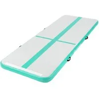 ECD Germany Sportmatte Aufblasbare Gymnastikmatte Airtrack Turnmatte Fitness Tumbling Matte, Yogamatte 3m Mint-Grün H:10cm inkl. Tragetasche Luftpumpe Flick-Set