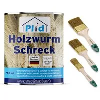 plid Holzwurm-Ex Holzwurm-Schreck & Pinselset 3-tlg Holzschutz Holzwürmer Holzbohrkäfer, Schnelltrocknend