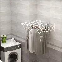 HOMCOM Wäscheständer klappbar platzsparender Wäschereck für kleine Haushalte, Metall Weiß 63,5 x 60 x 20 cm