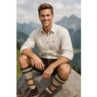 Moschen-Bayern Trachtensocken Trachtensocken zum Oktoberfest - Strümpfe mit Wadenwärmer Beige-Braun (2-teilig)