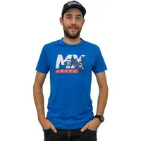 Weber GmbH Print-Shirt Weber MX T-Shirt blau (1-tlg) Aufdruck, strapazierfähig, weiches Material, Baumwolle