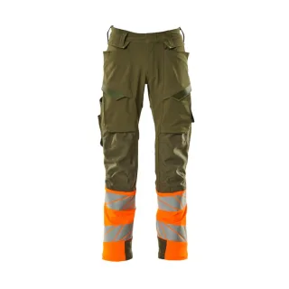 MASCOT Herren Hose mit Knietaschen ACCELERATE SAFE Moosgrün / Hi-vis Orange 62 - 19179-511-3314-90C62