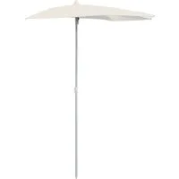 furnicato Sonnenschirm Halb-mit Mast 180x90 cm Sandfarbe, LxB: 90x180 cm