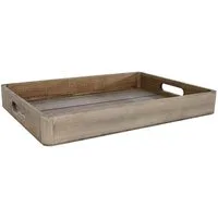Macosa Home Dekotablett Holztablett Grau 36 cm Holz rechteckig mit Griffen Tablett (Obsttablett Wohn-Accessoire modern), Tisch-Dekoration Kerzenteller Servierplatte