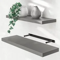 Casaria Wandboard, Grau Hängeregal mit Halterung 15kg Tragkraft Küche Matt 70cm