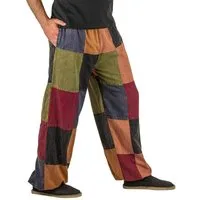 KUNST UND MAGIE Cargohose Bunt Patchwork Freizeit Stonewashed-Unisex Hippie Goa Cargo Hose Boho