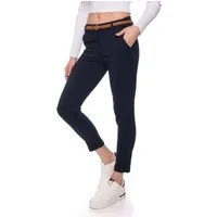 Kendindza Chinohose Chino Damen Hose Stretch mit Gürtel Stoffhose Damen elegant lang - 7/8 Elastisch Gürtel