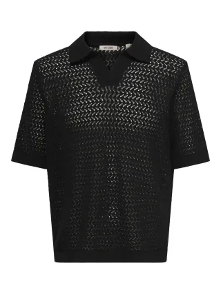 ONLY&SONS - ONSNYLE 5 SS SPLIT POLO KNIT Black - Gr. - XXL