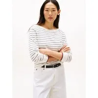 Tommy Hilfiger Strickpullover CO JERSEY STITCH BOAT-NECK SWEATER mit Tommy Hilfiger Logo-Flag am Ärmel, Regular Fit