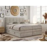 MKS MÖBEL Boxspringbett LUKA KING (King Doppelbett, Multipocket Matratzen, Topper T25/Visco, T30-Schaum), Polsterbett mit Bettkasten und fünf Matratzen