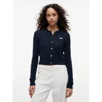 Tommy Jeans Strickjacke TJW POINTELLE CARDIGAN Viskosemischung, Pointelle Strick, gewellter Saum, Logo Stickerei