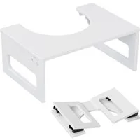 relaxdays Badhocker Klappbarer Toilettenhocker aus Bambus, weiß
