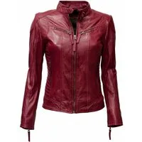 Zimmert Leather Lederjacke Frida washed Lammnappa Leder, Cognac, Schwarz, Braun, Beere, Rot