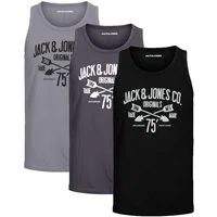 Jack & Jones Tanktop Bequemes Slimfit Shirt mit Printdruck (3er-Pack) mit Print