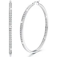 LuxusKollektion Paar Creolen Creolen Edelstahl Zirkonia Hypoallergen Damen Silber 60.0 Millimeter