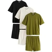 Next Freizeitanzug Co-Ord T-Shirt und Shorts im Set, 3er-Pack (6-tlg)