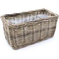 Spetebo Blumentopf Weide Pflanzkorb natur (Stück, 1 St., Flechtkorb), Rattan Blumenkorb mit Folie