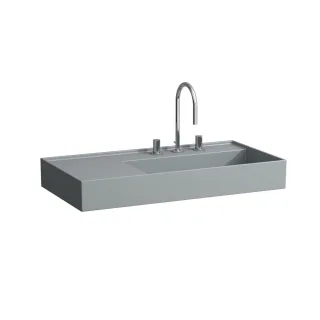 LAUFEN Waschtisch Kartell · LAUFEN 460x900x150, 2 Hahnloch, ohne Überlauf, Ablage links, graphit ma H8103397588151