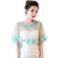 Zaewry Bolero Spitzen-Stola für Damen, transparenter Schal,Hochzeits-Cape Elegante Schulterjacke für Hochzeit, Brautmode & Abendkleid