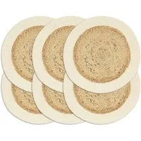vidaXL Platzset Tischsets 6 Stk. Natur 38 cm Rund Jute und Baumwolle, (6-St)