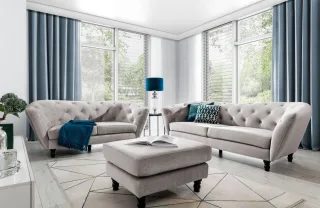 LAGERDEAL Sofaset Designersofas CHARLOTTE 3-2-1 in Stoff Matt Velvet Cappuccino